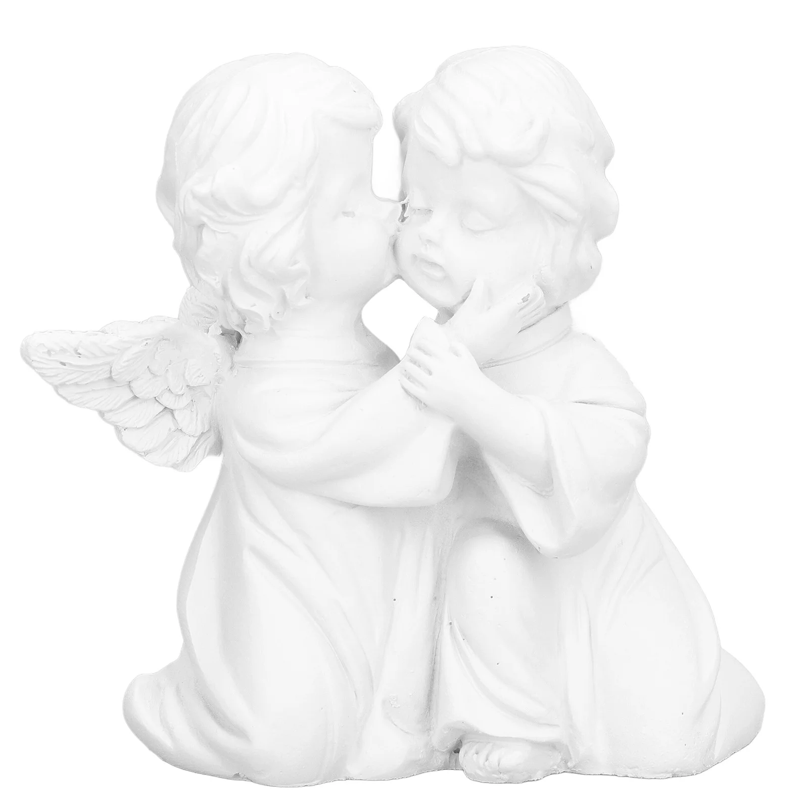 Angel Statue Synthetic Resin Embracing Shape White Angel Ornament for Desktop DecorationAngel