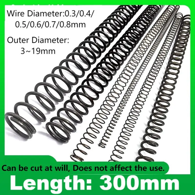 65Mn Spring steel compression spring,Wire Dia0.3/0.4/0.5/0.6/0.7/0.8mm,Outer Dia3/4/5/6/7/8/9/10/12/14/15/19mm,Length300mm.