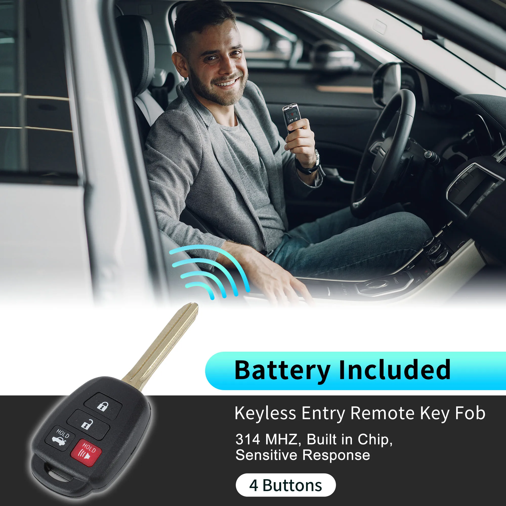 

UXCELL HYQ12BDM 314 МГц дистанционный брелок для бесключевого доступа для Toyota Corolla 2014-2019 H чип