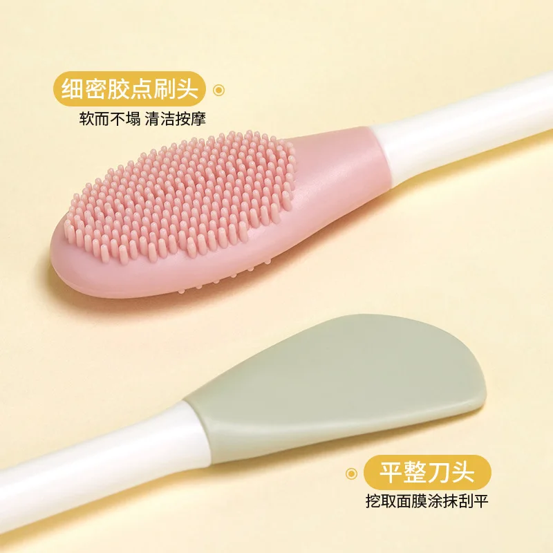 Double Head Silicone Mask Brush for Cleaning Pore Mud Mask Smear Beauty Tool for Facial Care