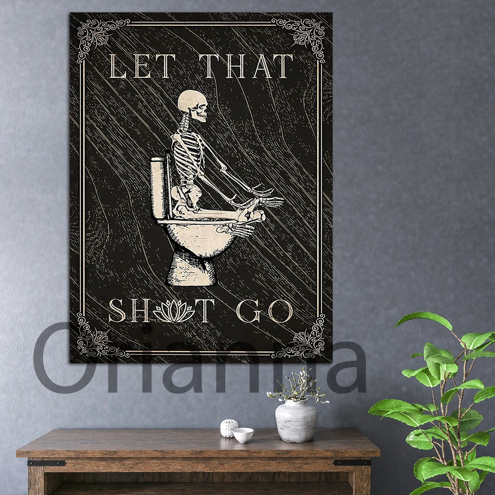 Hd Prints Modular Skeleton Toilet Yoga Let That Shit Go Paintings Home Decor Vintage Funny Canvas Poster Bathroom Wall Artwork