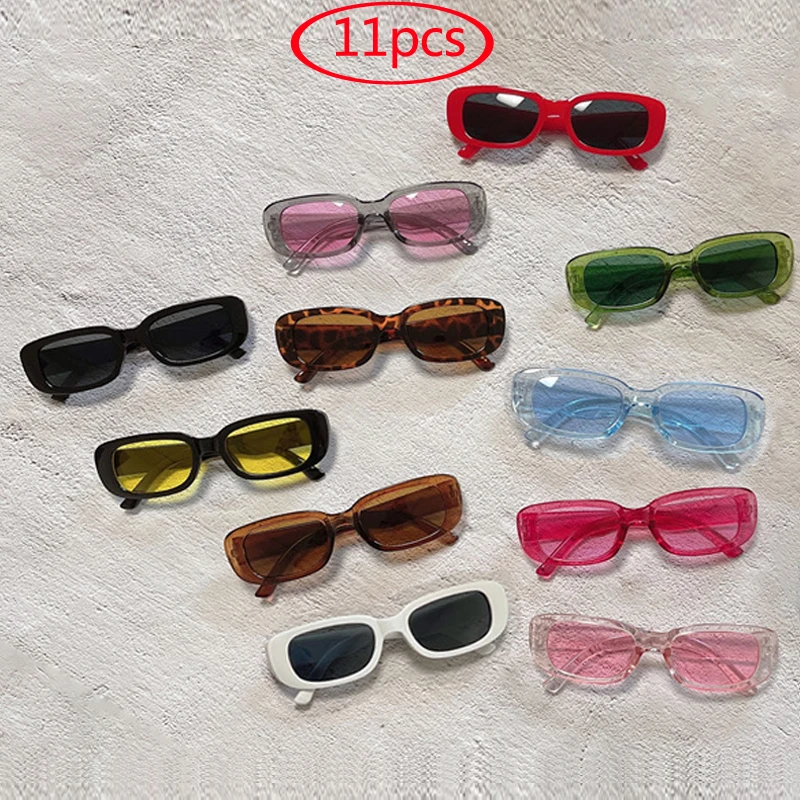 13 stks Kleine Vierkante Zonnebril Vrouwen Retro Zonnebril Mannen Merk Klassieke Reizen Rechthoek Snoep Kleuren Brillen Vrouwelijke UV400