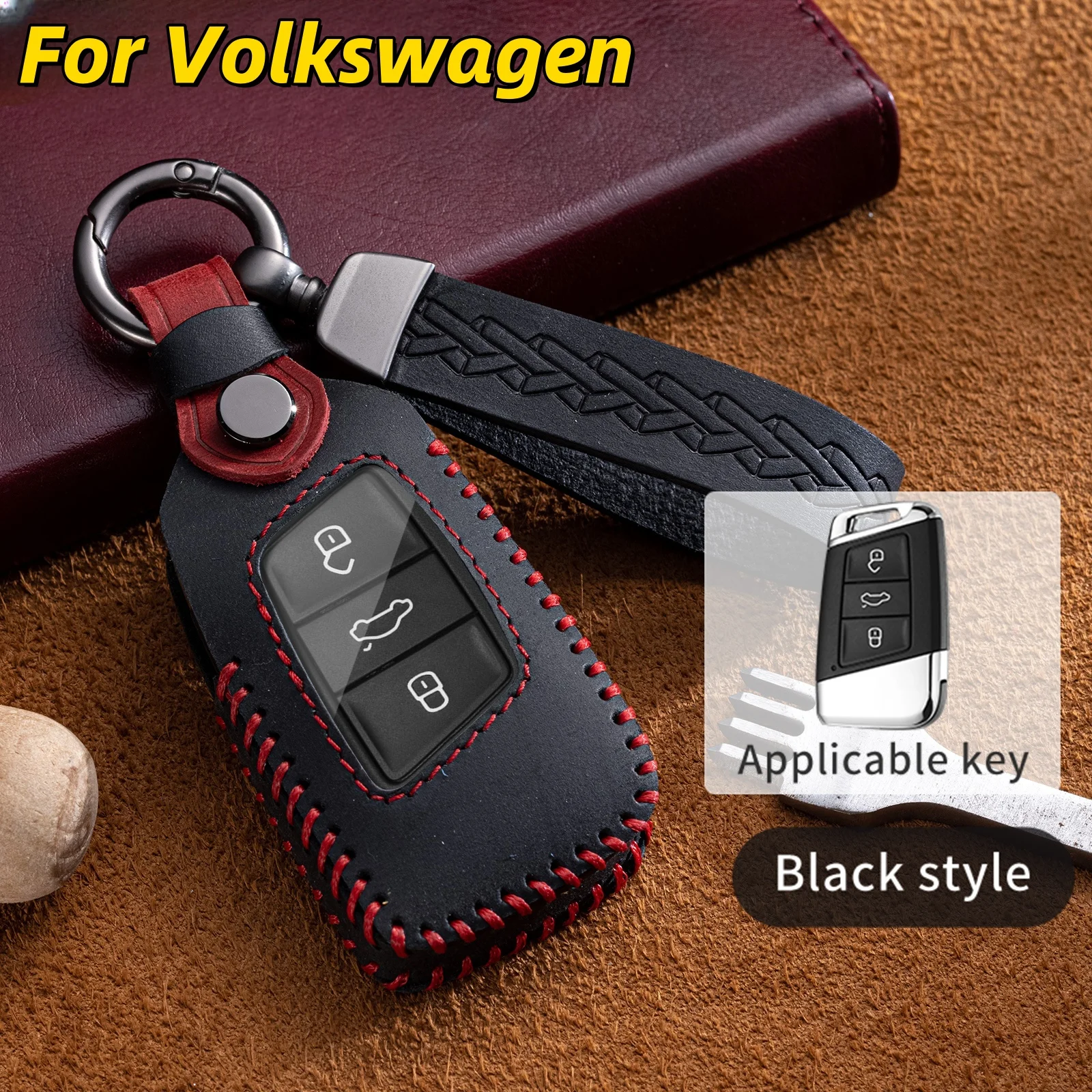

For VW Volkswagen Magotan Magotan GTE Passat B6 B7 B8 CC Arteon for Skoda Fabia Superb A7 Kodiaq Car Leather Key Cover Case Fob