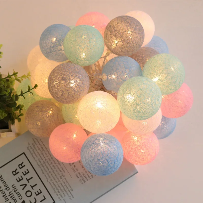 20 Leds Cotton Balls Lights LED Fairy Garland Ball Light for Home Kid Bedroom Christmas Party Garden Holiday Lighting Decoration