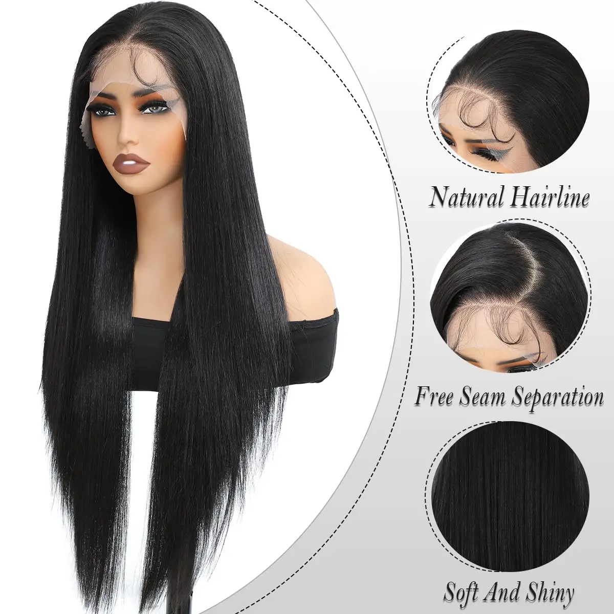 30인치 본 스트레이트 13x4 13x6 HD 투명 레이스 프론트 가발 인모 브라질리언 프리 플러킹 레이스 프론탈 가발 (여성용)