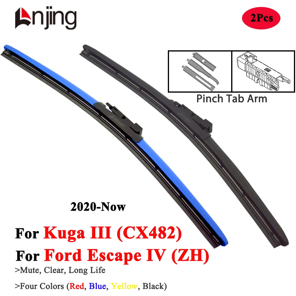 

LNJING Colorful Wiper Blades For Ford Kuga CX482 Escape ZH 2020 2021 2022 2023 2024 Car Accessories Red Yellow Windshield Wipers