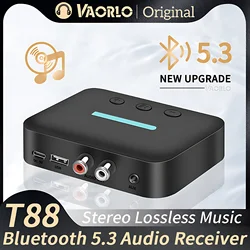 USB Bluetooth 5.3 Audio Receiver Adapter Wireless Stereo Music 3.5mm AUX R/L RCA Support U-Disk Playback For Desktop Speaker Amp