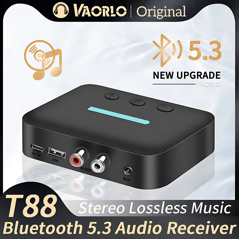 USB Bluetooth 5.3 Audio Receiver Adapter Wireless Stereo Music 3.5