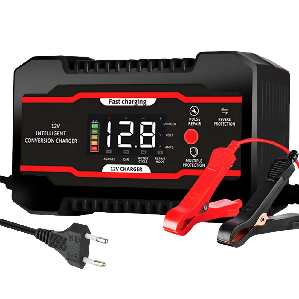 

Автомобильное зарядное устройство, обслуживание аккумулятора, цифровой ЖК-дисплей для автомобиля, внедорожника, мотоцикла, грузовика, 12 В, 6 А, универсальная защита