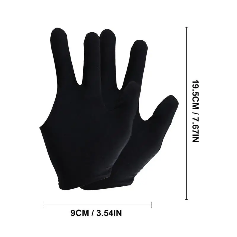 Billiards Glove 2pcs Three-finger Pool Players Gloves Embroidered Slip-proof Breathable Billiard Gloves Left Hand Protective