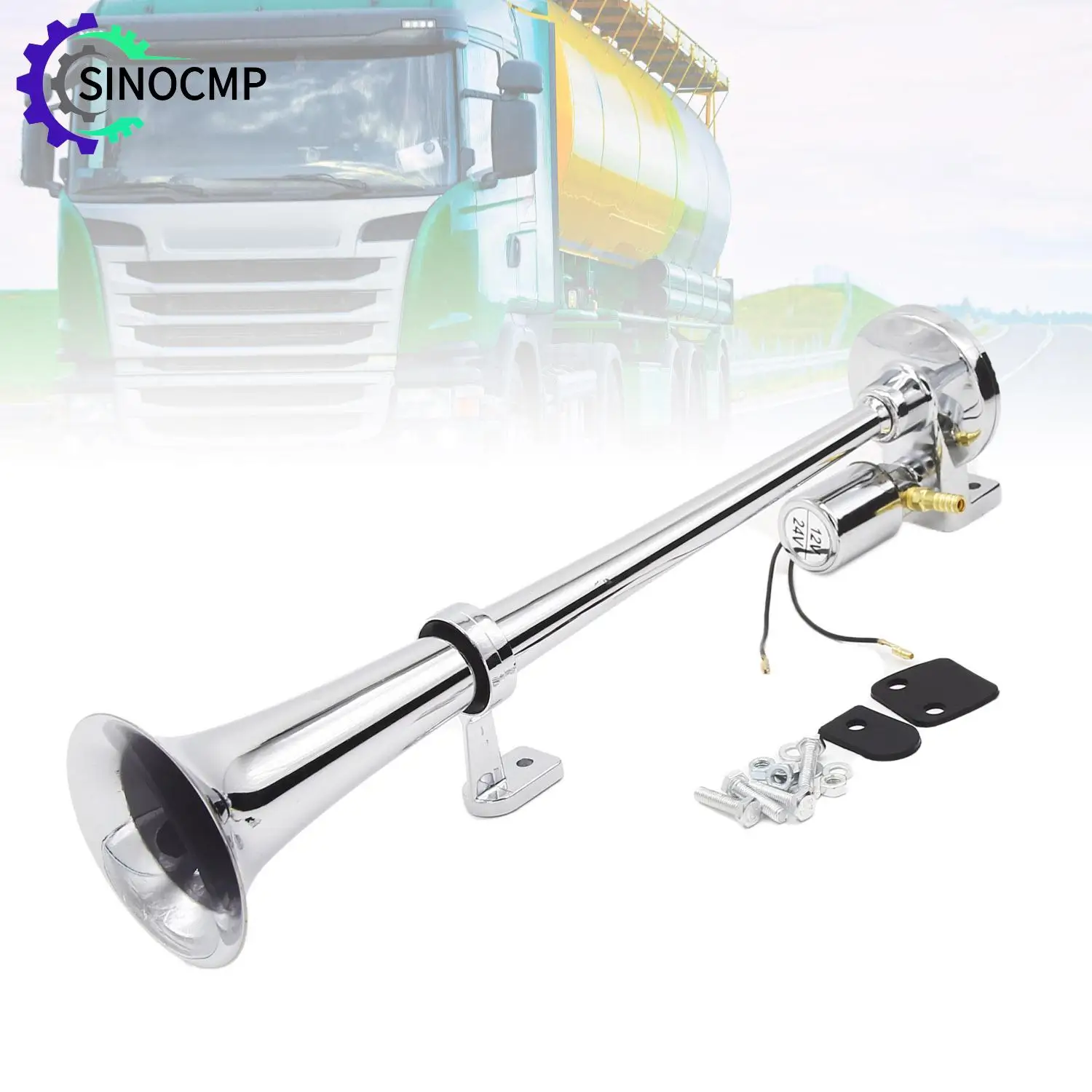 

Универсальный поезд, воздушный звуковой сигнал, труба, хромированный, громкий звук, компрессор 12 В/24 В, 135 дБ, автомобильный звуковой сигнал, динамик для грузовика, лодки, мотоцикла