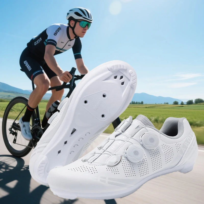 

Speed Cycling Sneaker Men's White Road Cycling Shoes Cleat Shoes Spd Shoes Cycling Flat Pedal Shoes Women Bike Outdoor Footwear
