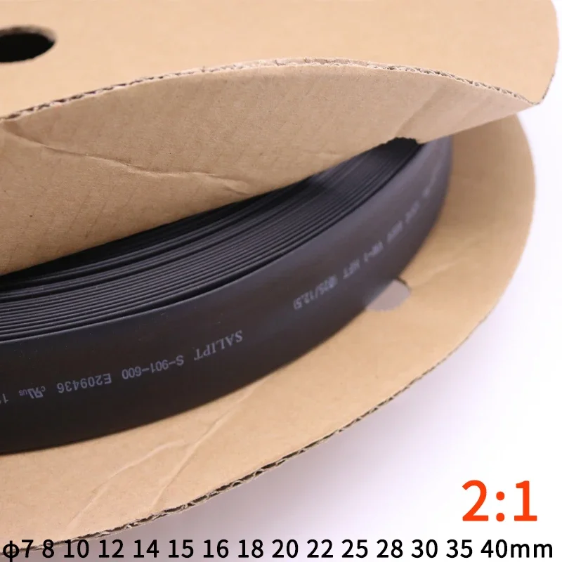 

1M 2:1 Heat Shrink Tube Dia 7 8 10 12 14 15 16 18 20 22 25 28 30 35 40mm Wire Shrinkage Sleeving Wrap Kits Sell DIY Connector