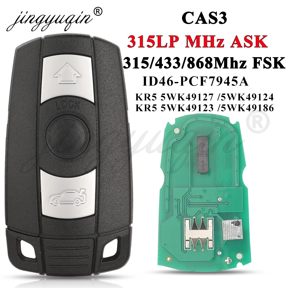 

315/315LP/433/868Mhz CAS3 Remote Car key For BMW 1/3/5/7 Series X5 X6 Z4 E60 E70 E90 KR55WK49127/49123/49186/49124 PCF7945 ID46