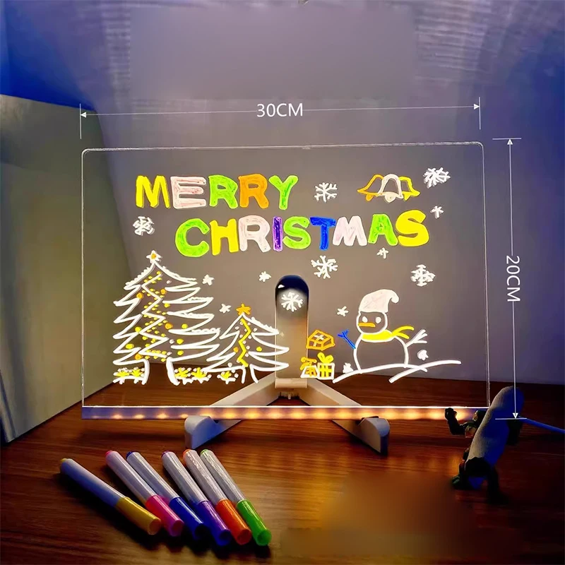 Magic Glow Kids Drawing Board: Reusable LCD Tablet Erasable Light-Up Doodle Pad for Ages 3-6+ Fun Educational Toy Menu Board