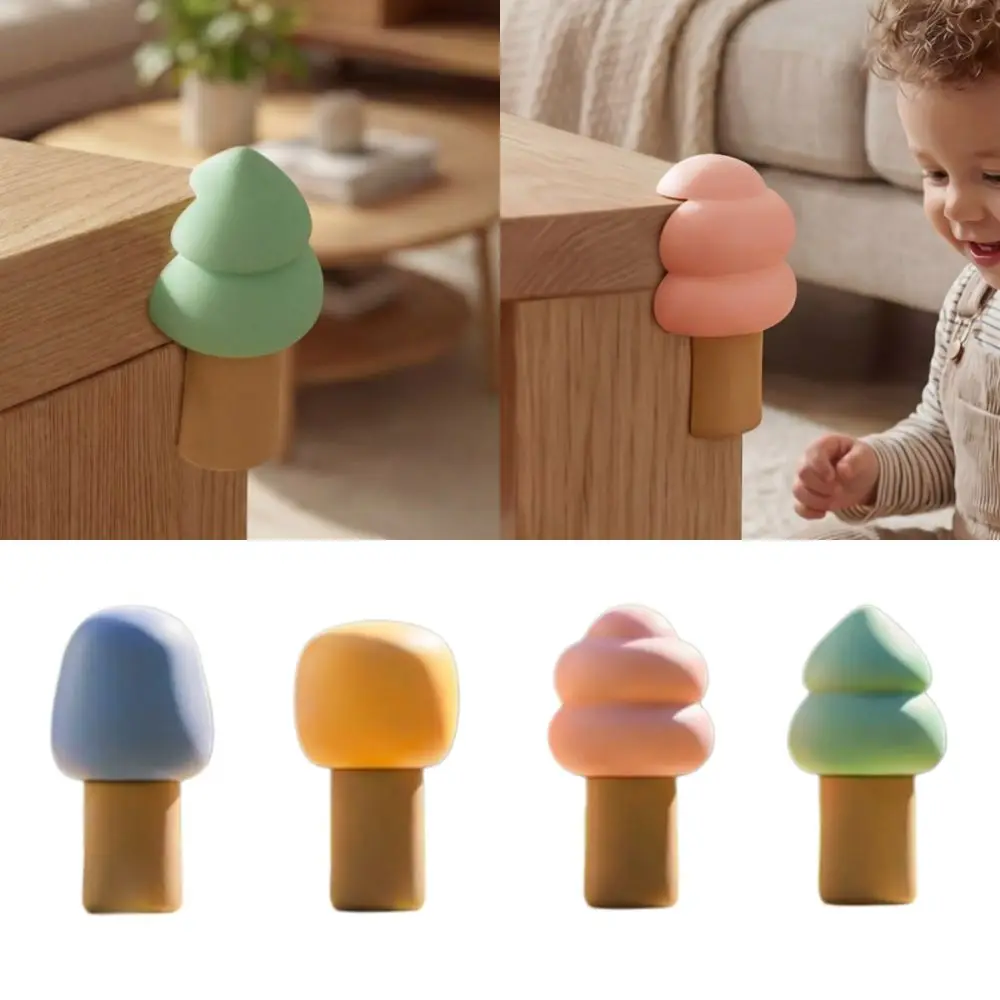 4pcs Set Soft Rubber Desk Corner Guards Toddler Proofing Self-adhesive Corner Protective Covers Cartoon Tree Shape