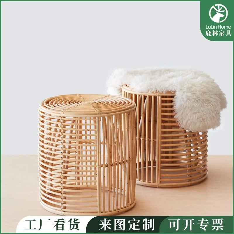 Nordic rattan coffee simple modern small apartment living room creative small round B&B inn size round table