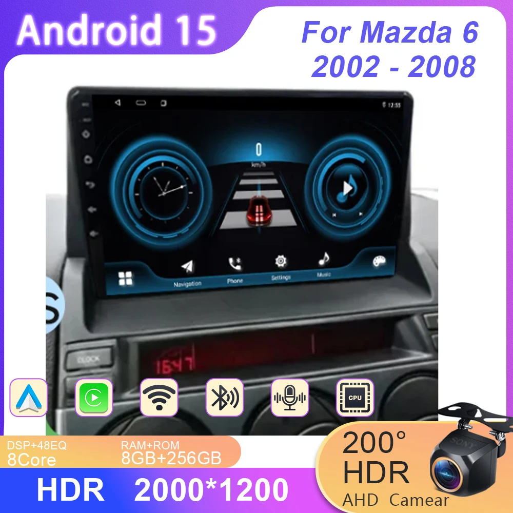 

Car Stereo Android 15 For Mazda 6 2002 - 2008 Multimedia Navigation GPS Auto Radio Player Carplay Radio Screen No 2 din DVD BT