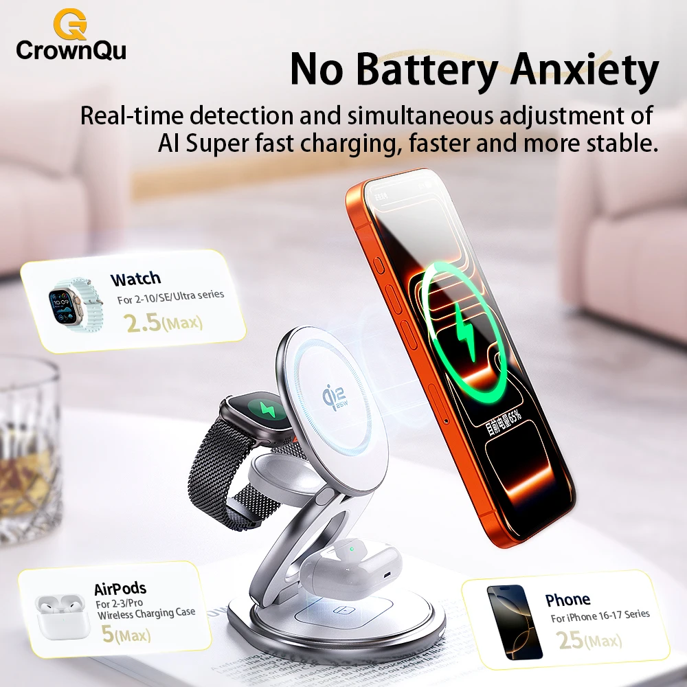 Qi2.2 25W Metal Magnetic Wirel - Wireless Charger 3 In 1 ulasan dan harga