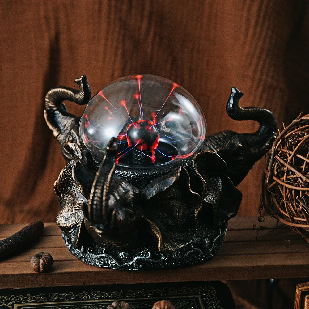 

Three Elephant Ball Crystal Plasma Lamp 4-inch Glass Ball Touch Sensing Science Enlightenment Cool Indoor Desktop Decoration