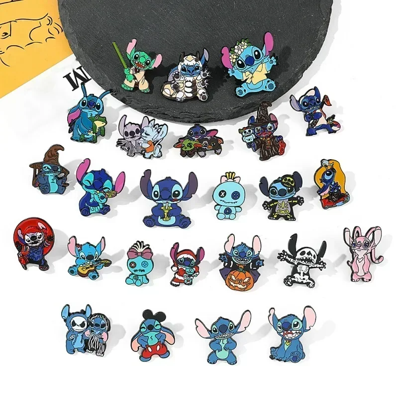 

25pcs Disney Stitch Enamel Pin Badges Funny Collection Brooches Bag Lapel Pins For Kids Gift Cartoon Cute Decoration Jewelry