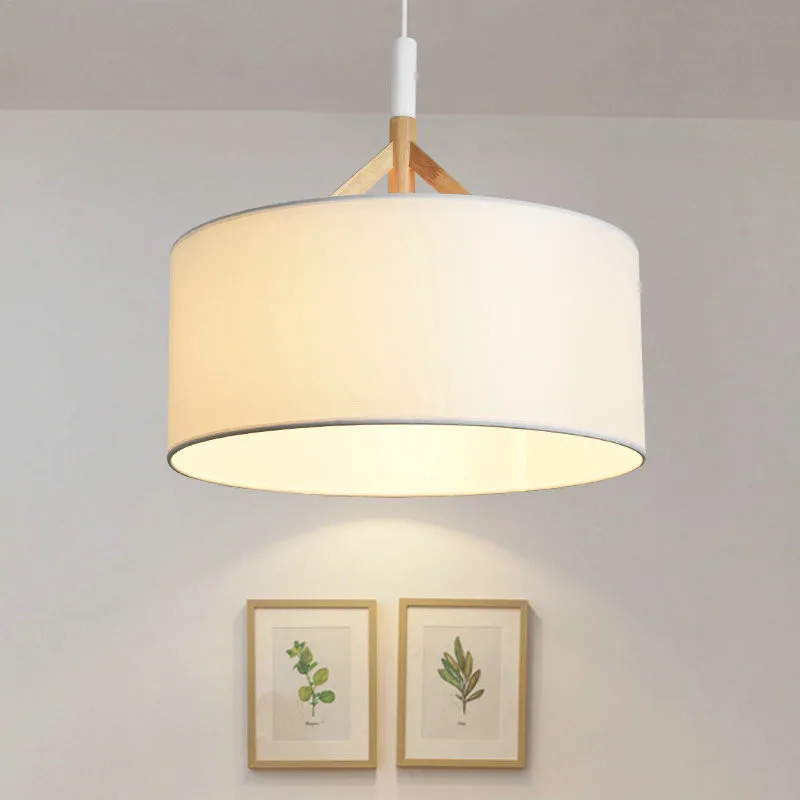 

Nordic Fabric Chandelier Creative Bar cCfe Decorative Lamp Simple Modern Wood Art Single Head Dining Table Chandelier