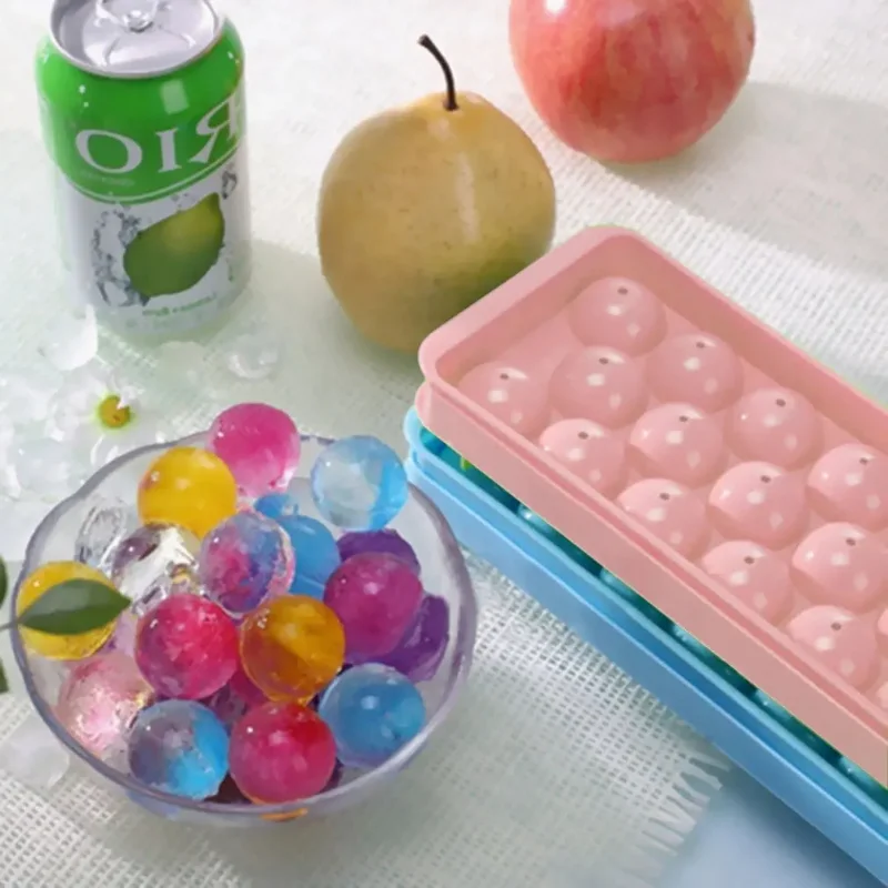 3D Round Balls Ice Plastic Molds DIY Cube Tray Silicone Molds for Whisky Juice Ice Ball Making Household Ice Mold with Cover