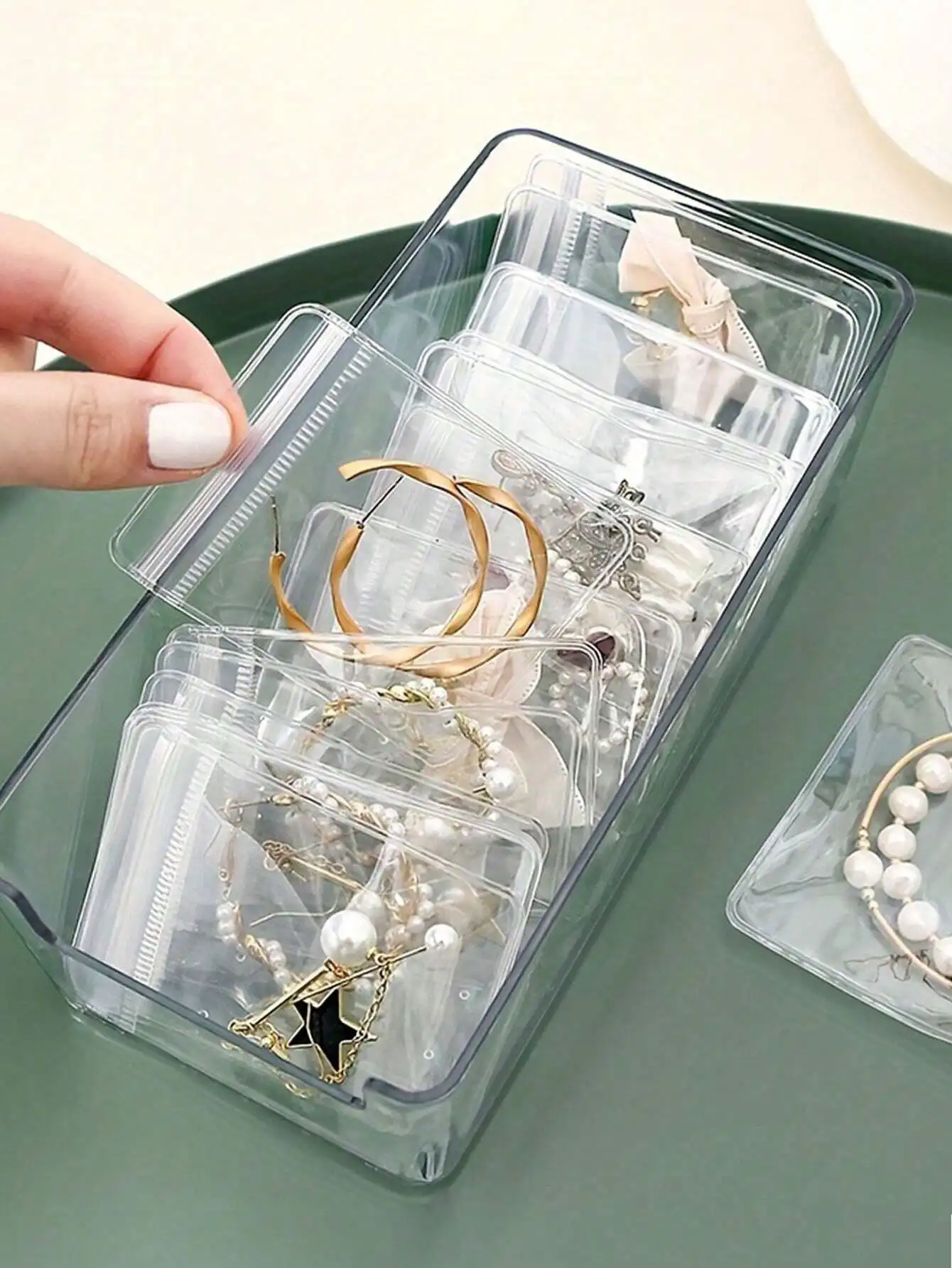 5/100pcs PVC Sealed Jewelry Storage Bags, Transparent Anti-Oxidation Jewelry Pouches, Reusable Self-Sealing Jewelry Packaging