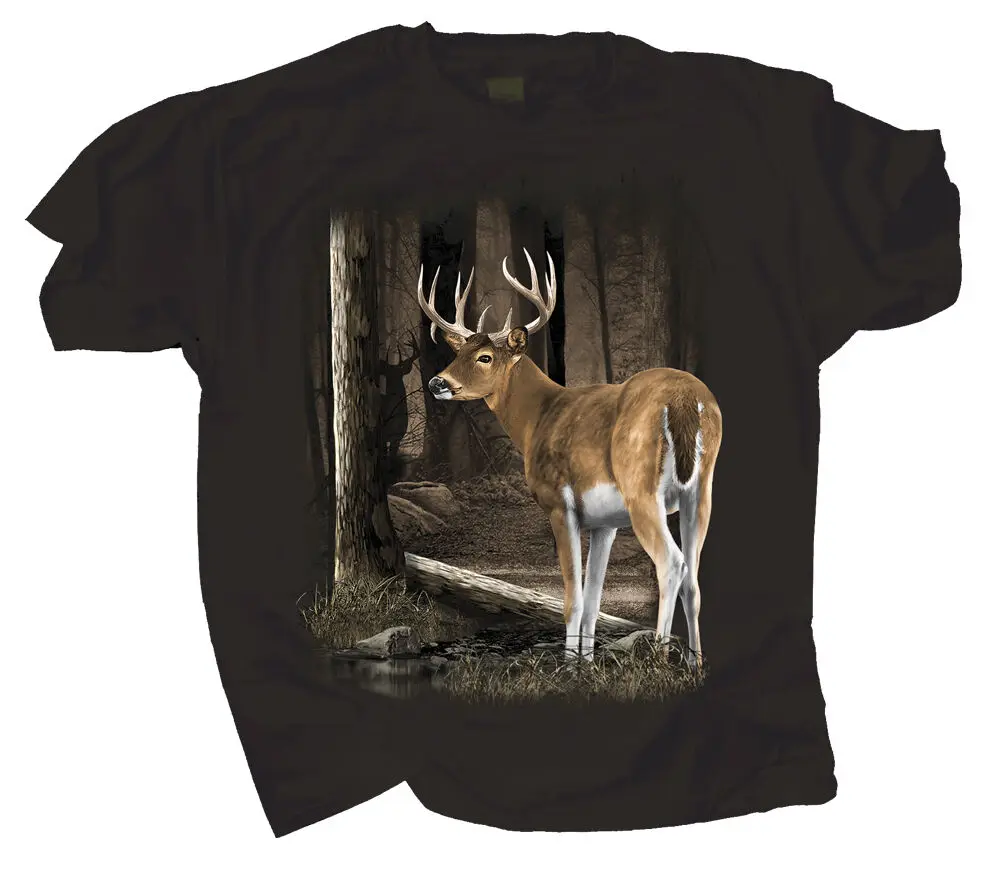 White-tailed Deer Adult T-shirt Small Dark Chocolate Color