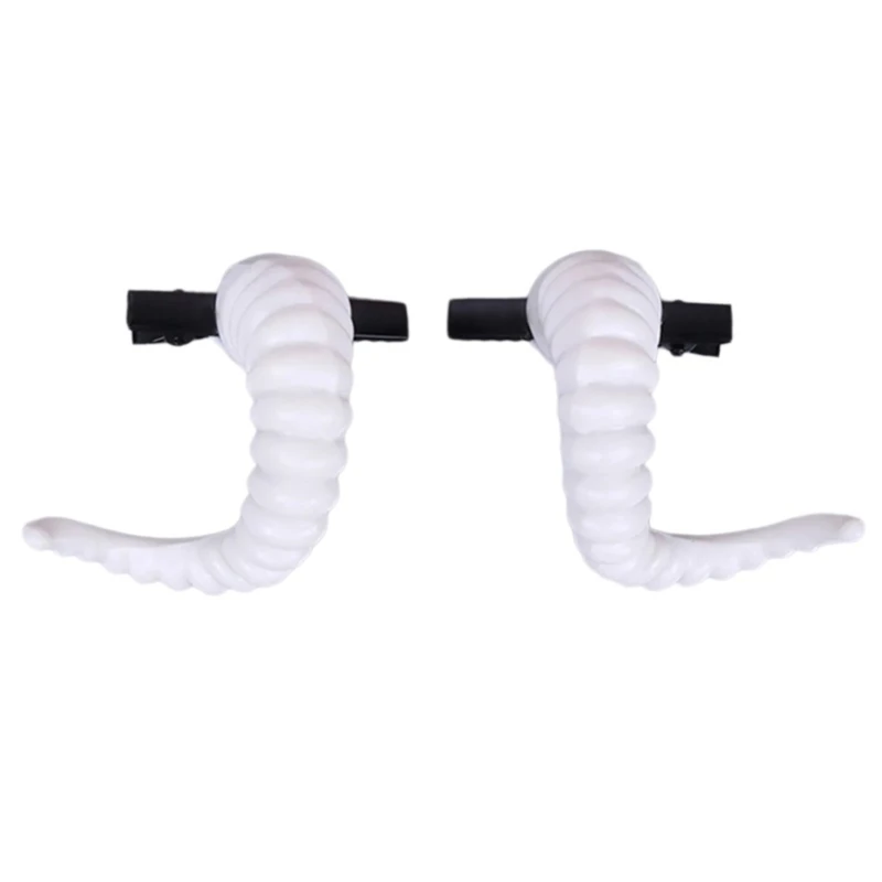 White Power Hair Clip Halloween Power White Headwear Horn Hairpin