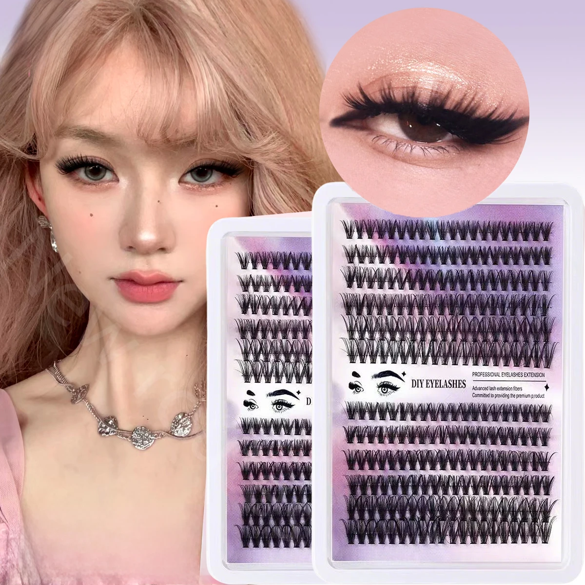 ขนตาปลอมสีดำแบบผสม 8-15 มม. ขนมิ้งค์แบบเส้นต่อเส้น คุณภาพสูง สีธรรมชาติ ขนตาเกาหลี