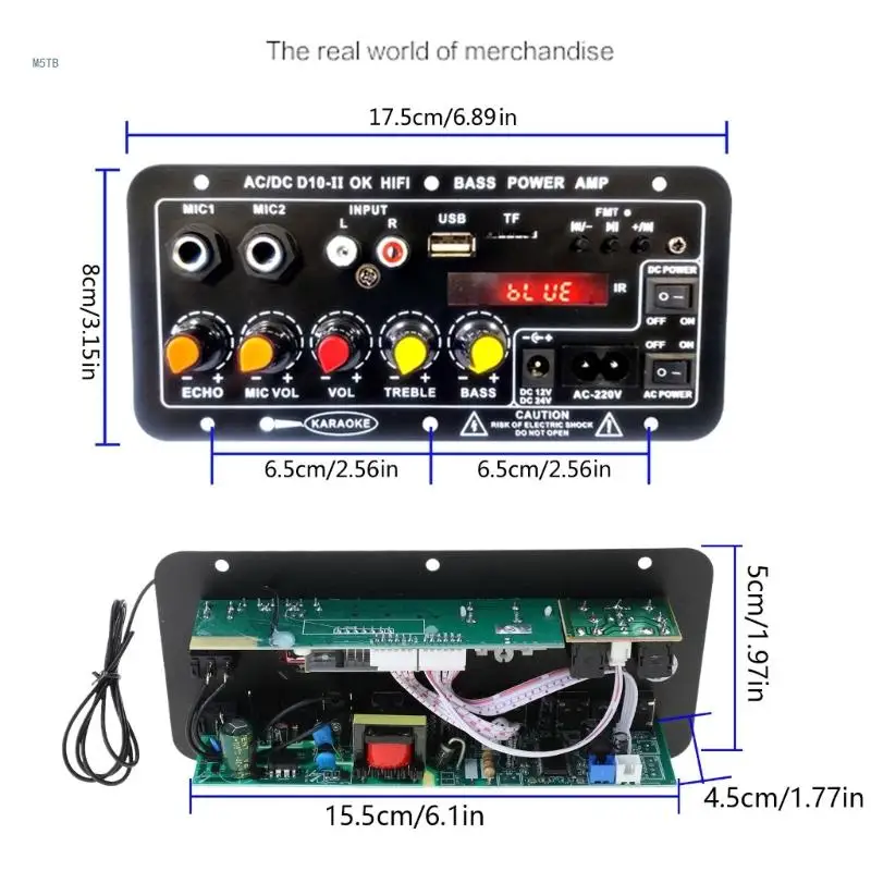 Placa amplificadora conectividad versátil con USB AUX interfaces