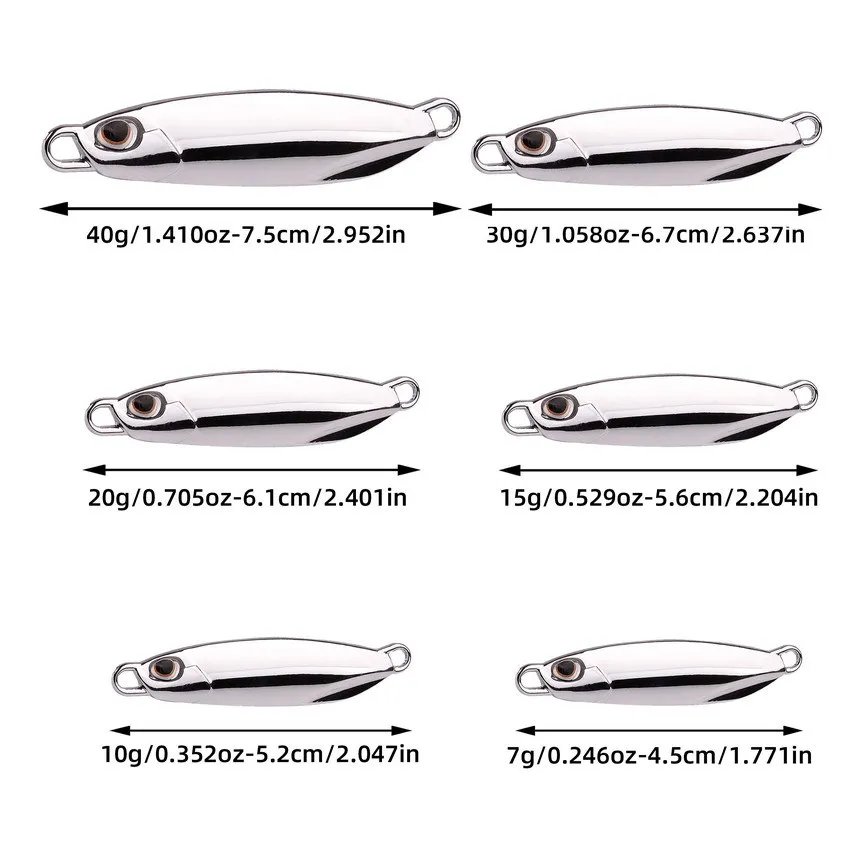 

Mirror Plating Metal Jig Fast Jigging Lifelike Long Cast Sinking Freshwater Saltwater Artificial Fishing Lure For Mackerel Bass