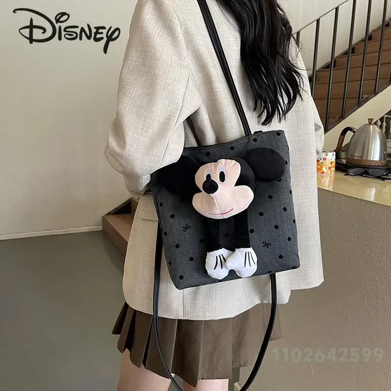 Disney 2024 New Doll Handheld Women's Bag Fashion High Quality Women's Shoulder Bag Cartoon Large Capacity Women's Crossbody Bag