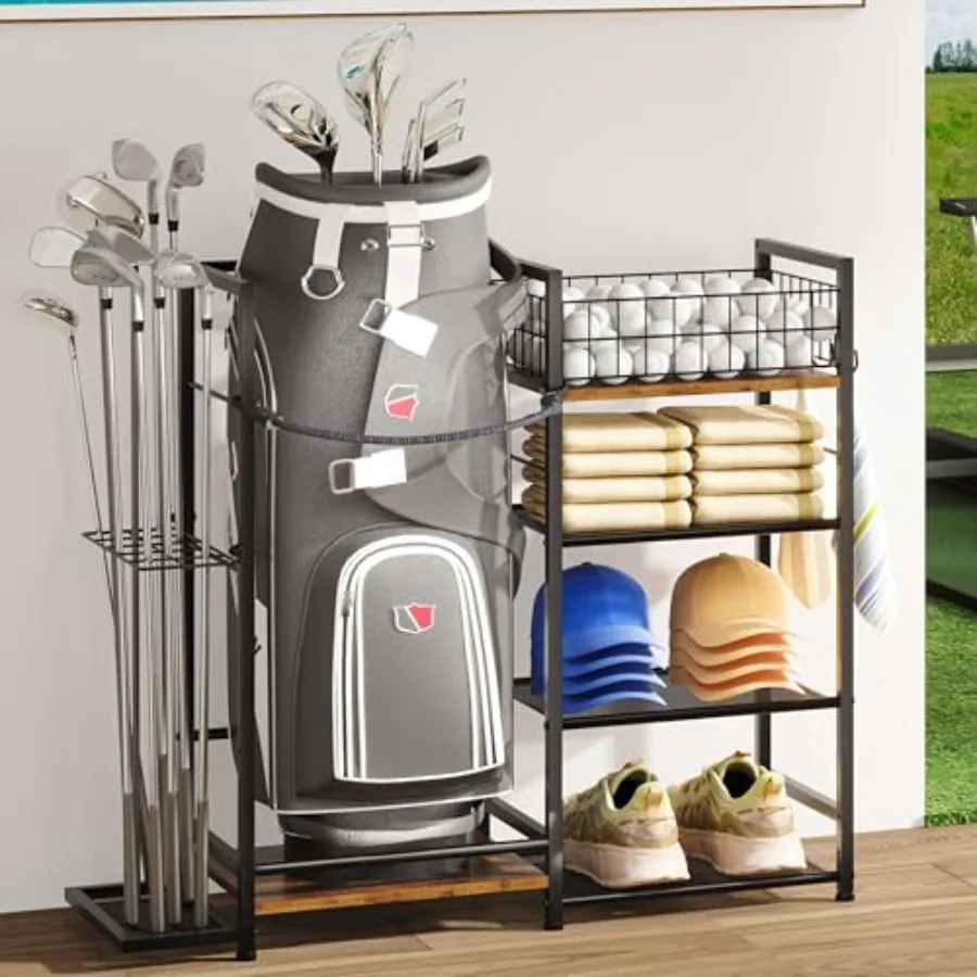 Jsskeeim Golf Bag Organizer for Golf Accessories for Men, Golf Bag Stand with Extra Storage Rack for Clubs, Golf Holder for Gol