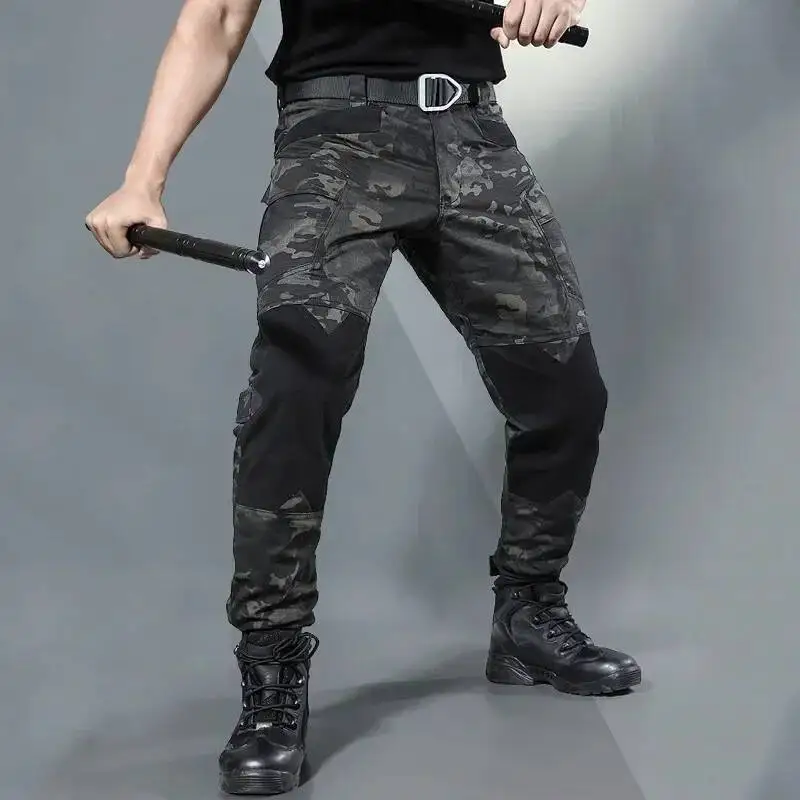 

Outdoors Camouflage Hunting Pants Men Multi Pocket Wearable Tactical Hiking Pant Wateproof Training Cargo Trouser