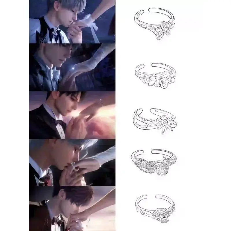 Hot Game Love and Deepspace Caleb Xavier Sylus Zayne Rafayel Cosplay Rings Heroine Couple Wedding Rings for Women Halloween Gift