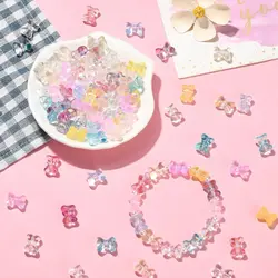 30pcs 8.7*14.7mm Small Bowknot Beads Shiny Creative Transparent Material Decorative Making Jewelry Accessories Bracelet DIY