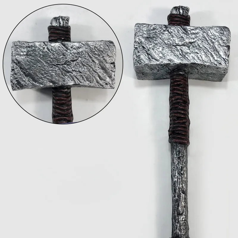 Martillo de lucha para Cosplay, martillo de sacrificio de la bestia de guerra, juego de utilería de película Cos 1:1, martillo de tribu primitiva, modelo de arma de seguridad de PU de 63cm