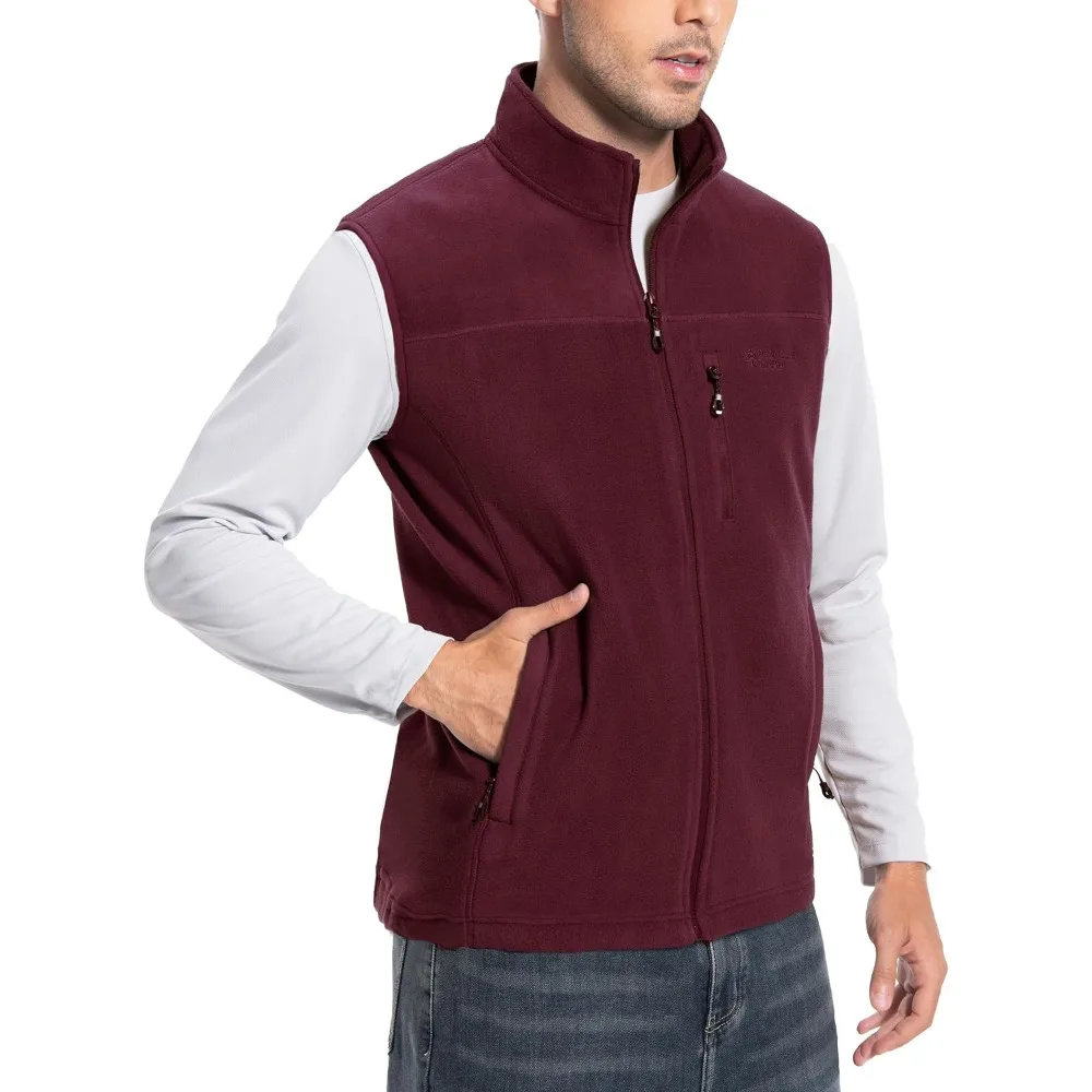 Pioneer Camp Fleece Vest Men's Winter Jacket Full-Zip Polar Casual Lightweight Sleeveless Outerwear Soft Windbreaker Clothing