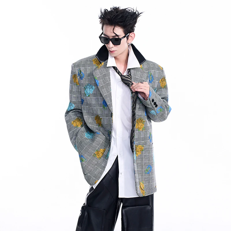 LUZHEN Niche Design Embroidery Patchwork Suit Jacket Men Autumn Fashion Streetwear Handsome Social Blazers 2024 New Coat LZ5086