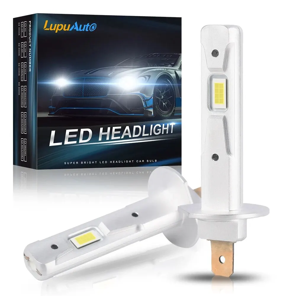 2Pcs 1:1 H1 H3 LED Canbus Headlight Bulb 12000Lm 60W 6000K White Mini for Auto Super Bright LED Fog Lights Turbo Auto Light 12V