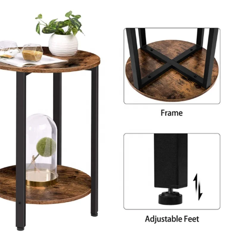 New Style Wooden End Table Furniture End Tables With 2-Tier Storage Shelves End Tables for Gamers