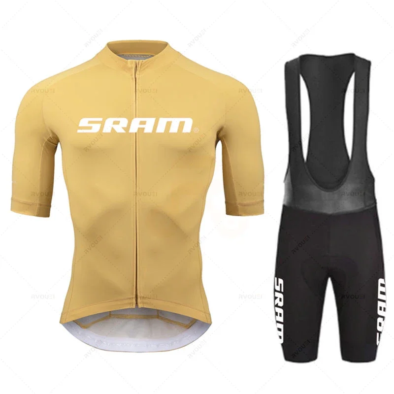 2024 Sram Pro Cycling Jersey Sets Men Bib Shorts Bicycle Short Sleeve Bicicleta Clothing Bike Maillot Ciclismo Hombre Black Sets