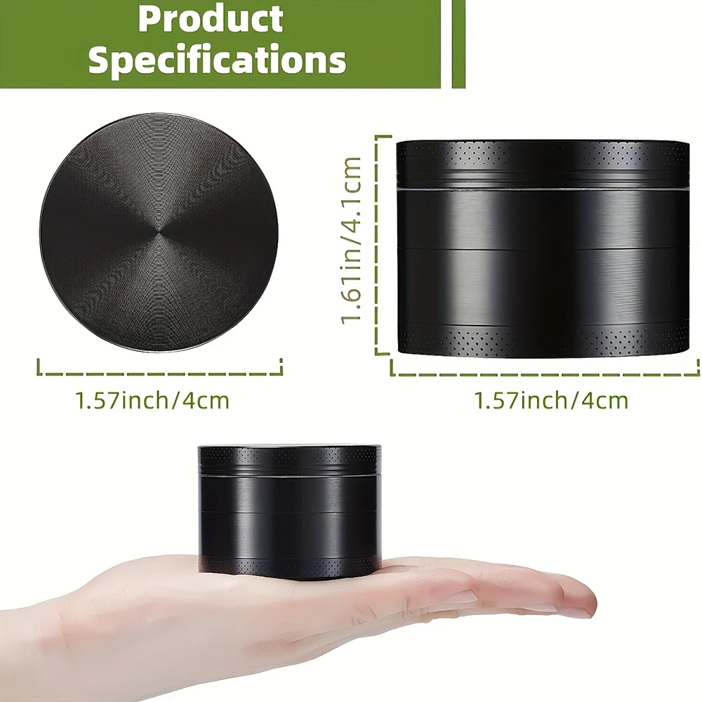 Metal Herb Grinder 40mm Smell Proof Storage Tube Rolling Tray 180x125mm Plate Set Black Smoke Tool Tobacco Herbal Manual Crusher