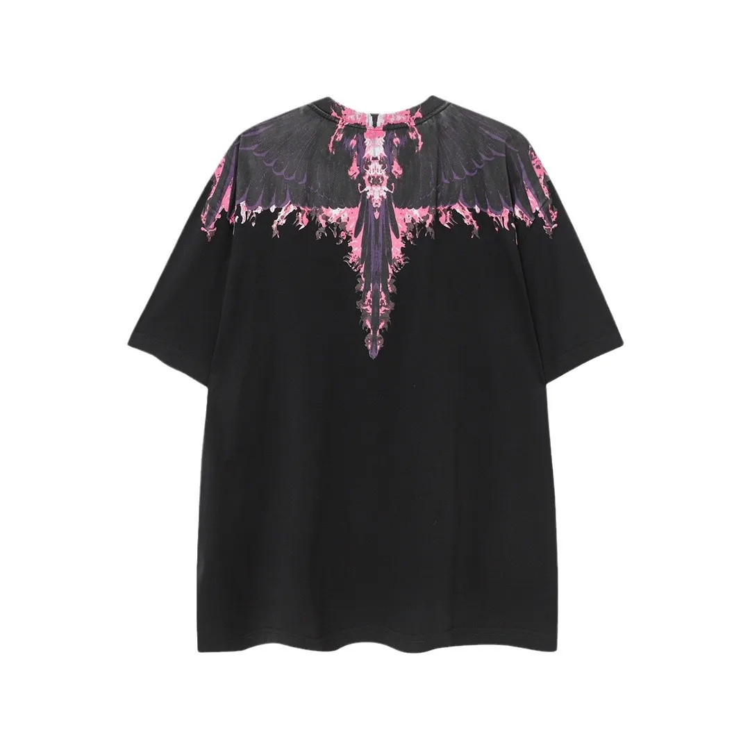 Marcelo Burlon 26SS American- Feather and Wings Print Short-Sleeved T-Shirt Men's and Women's