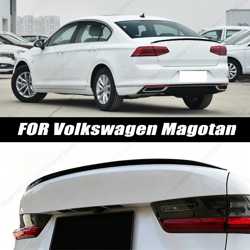 Glossy Black Soft Rubber Universal Rear Trunk Spoiler 5D Carbon Look Tail Wing Fit For Volkswagen Magotan Sedan Car Accessories