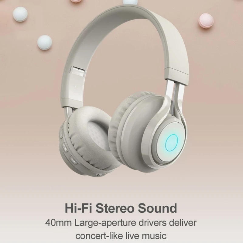 Auriculares LED emisores de albaricoque/rosa/púrpura de Metal para niños, auriculares inalámbricos con Bluetooth, volumen limitado, montados en la cabeza, envío directo