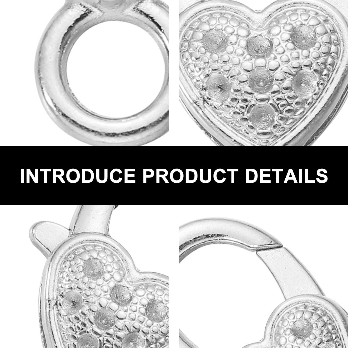 10pcs Heart-Shaped Lobster Clasps Vintage Alloy Key Accessories Jewelry Clasp Diy Bracelets Necklaces Silver Lightweight