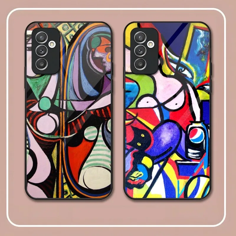 Picasso Abstract Art Painting Phone Case Glass For Samsung A52 A22 A51 A12 A32 A42 S22 S21 S21FE S20 Ultra Note 20 10 Pro Plus